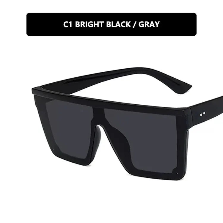 Nouvelles lunettes de soleil une pièce à grande monture, lunettes de soleil à monture carrée à la mode européenne et américaine pour femmes, lunettes colorées