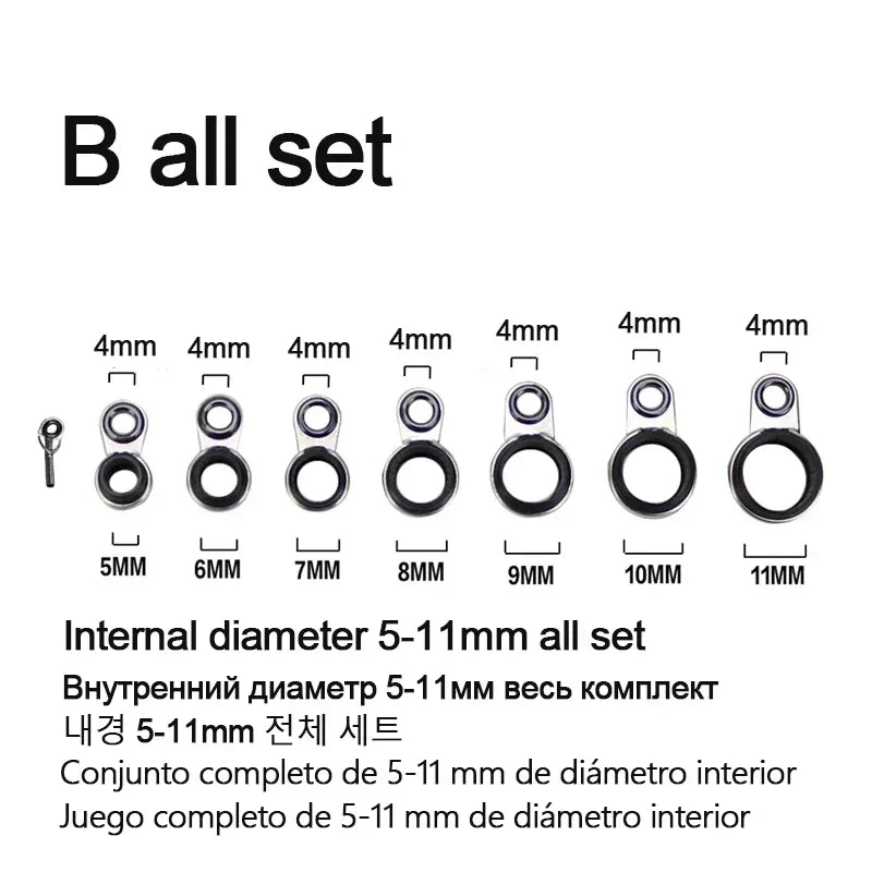 2mm-12mm tout ensemble diamètre roche canne à pêche Guides anneau réparation plusieurs tailles mer canne à pêche Guide anneaux rocky tige fil boucle