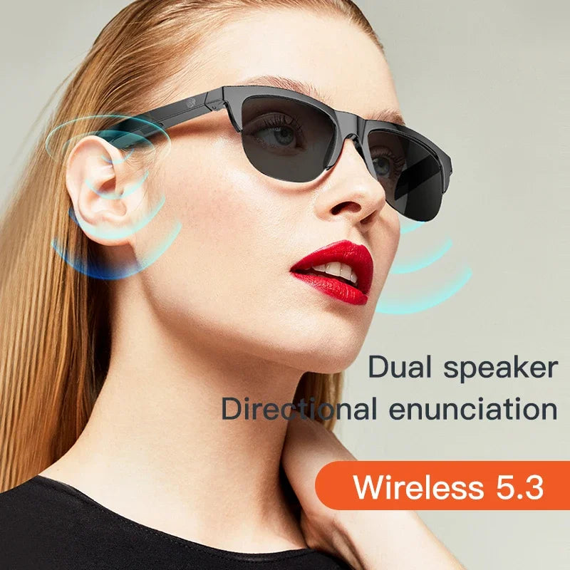 Nuevas gafas de sol Smart Bluetooth V5.3 con función de llamada, auriculares HIFI para deportes al aire libre, tecnología Anti-touch UV negra para hombres y mujeres