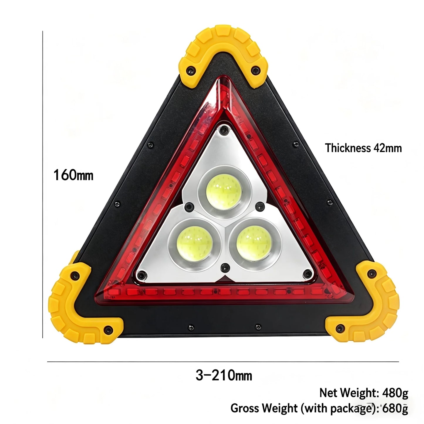 Triangle de signalisation d'urgence multifonctionnel pour voiture, panneau d'arrêt, lumière d'avertissement de panne de voiture, LED rouge, triangle multifonctionnel