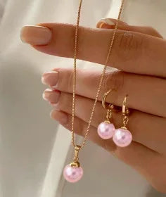 Women's Pearl Jewelry Set, Dangle Earrings, Pendant, Necklace, Simple, Delicate, Daily Wear, Party Accessories