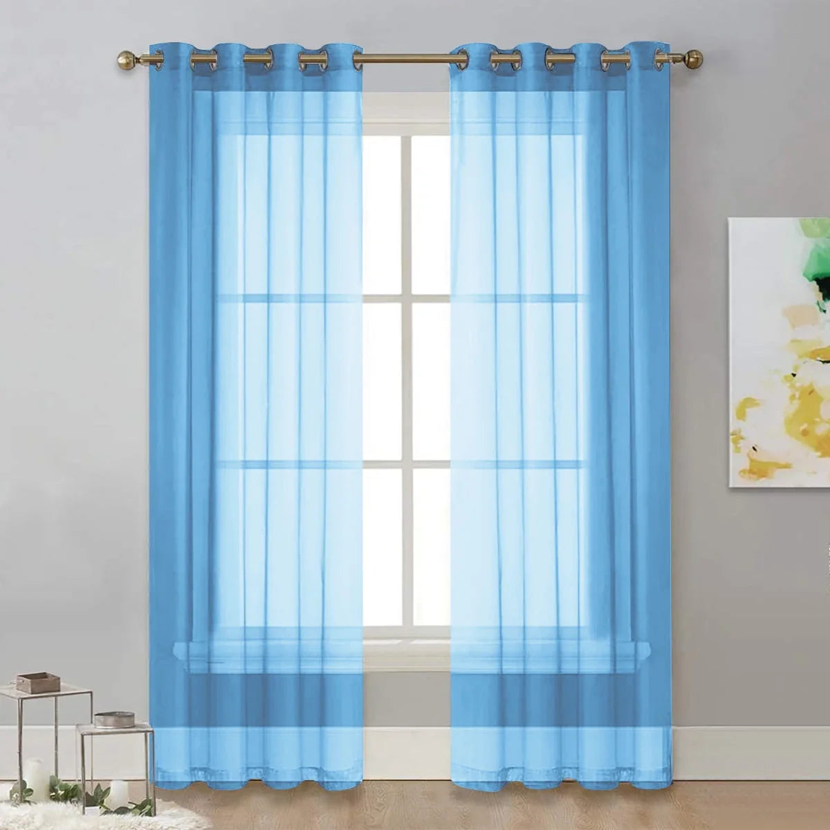 Rideau transparent moderne de couleur unie, rideaux de fenêtre pour salon, chambre à coucher, maison, haut à œillets pour écran de fenêtre français, 1 pièce
