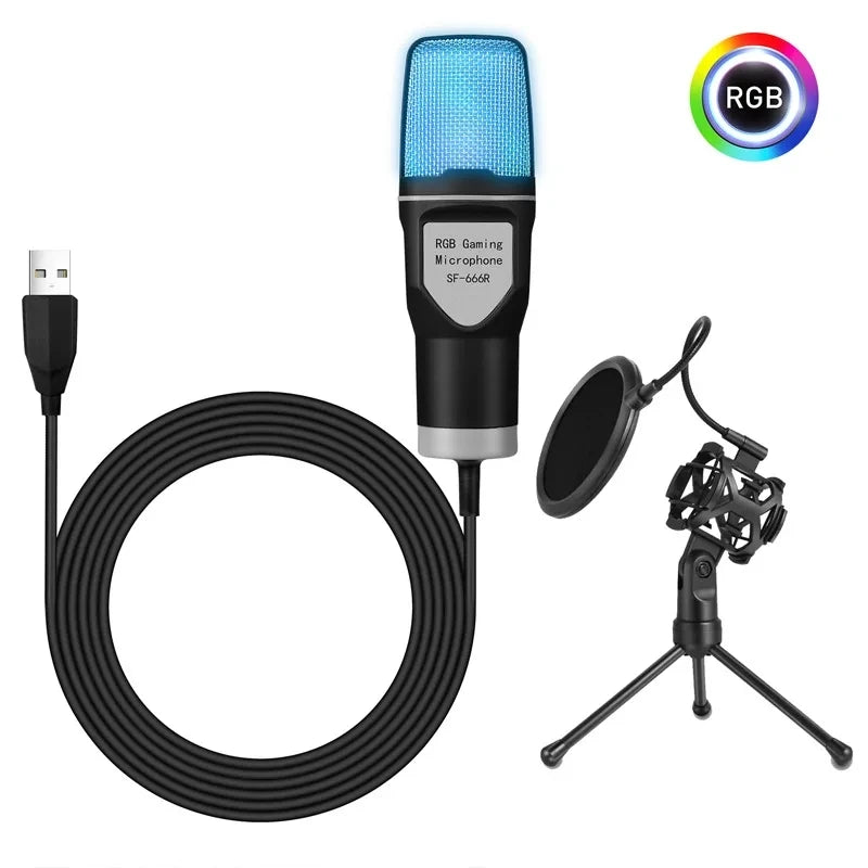 Microphone USB à condensateur pour gaming et podcast – Micro filaire pour PC, streaming et karaoké