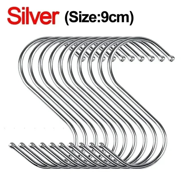 Crochets en S en acier inoxydable avec pointe pointue, pour ustensiles, cintre pour vêtements à viande, crochets de suspension pour boucher, magasin, outils de cuisson de cuisine
