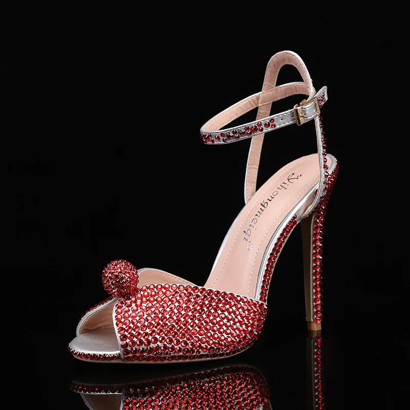 Women's High Heels Wedding Shoes Peep Toe Sandals Pearl Studs White Designer Luxury High Quality Fashion 43