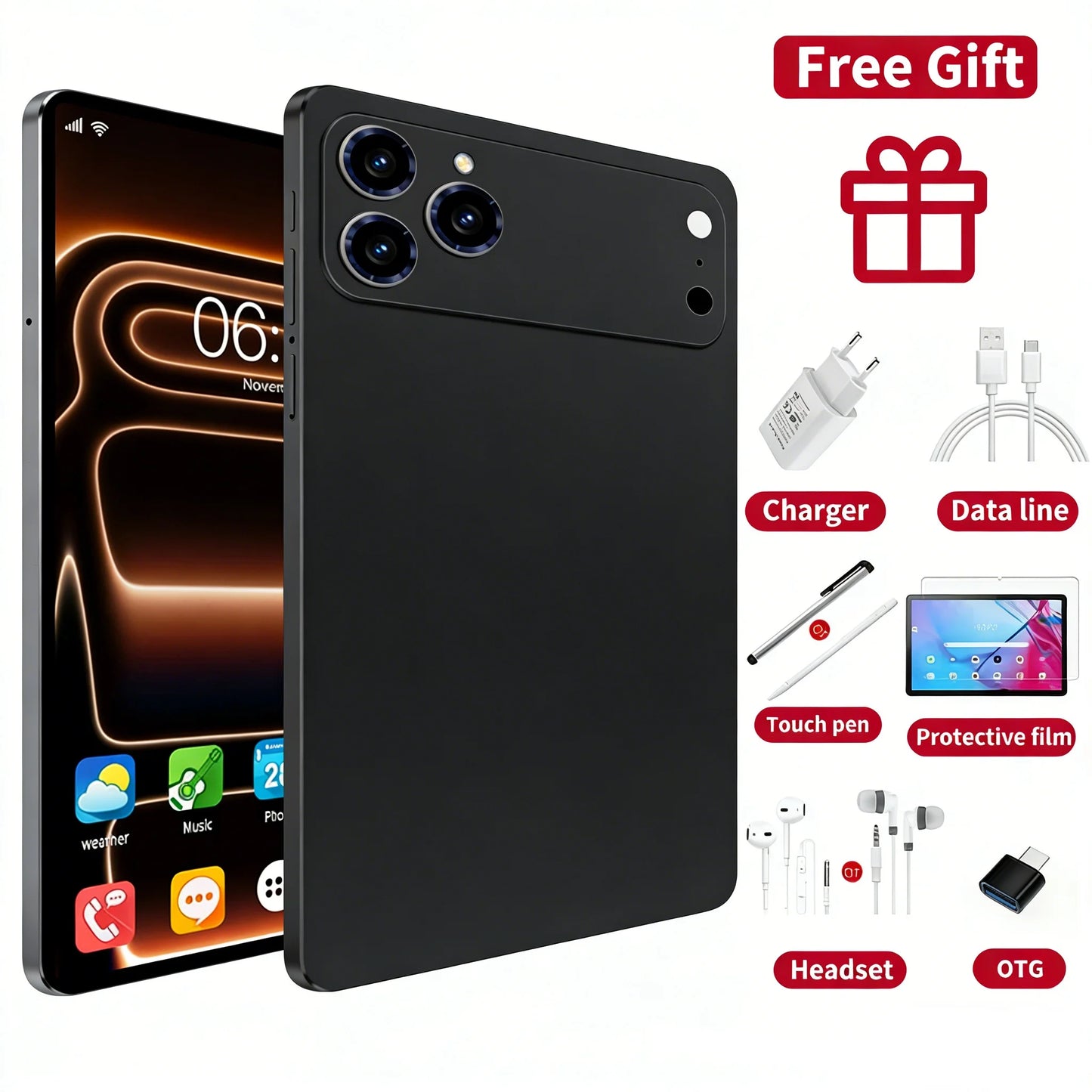 Pad 17 Pro Max Android Tablet 16 22GB 2TB ROM 10.1 inch Snapdragon8gen3 10Core Tablet PC Facial Recognition 20000mAh 5G Dual SIM