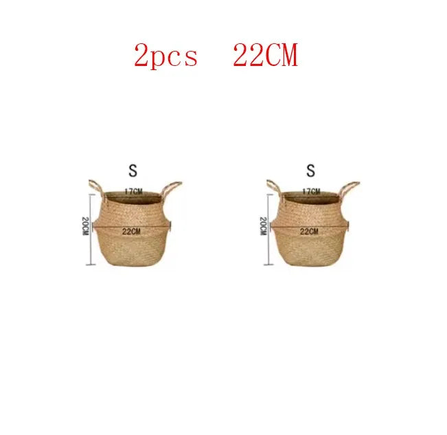 Pot de fleurs en rotin — rangement de vêtements sales, panier osier