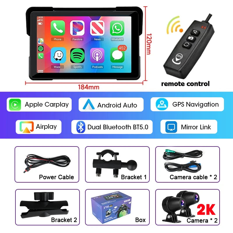 Dashcam 4K pour voiture 10/11,26 pouces sans fil — navigation GPS, double objectif, WiFi, FM, AUX (v2)