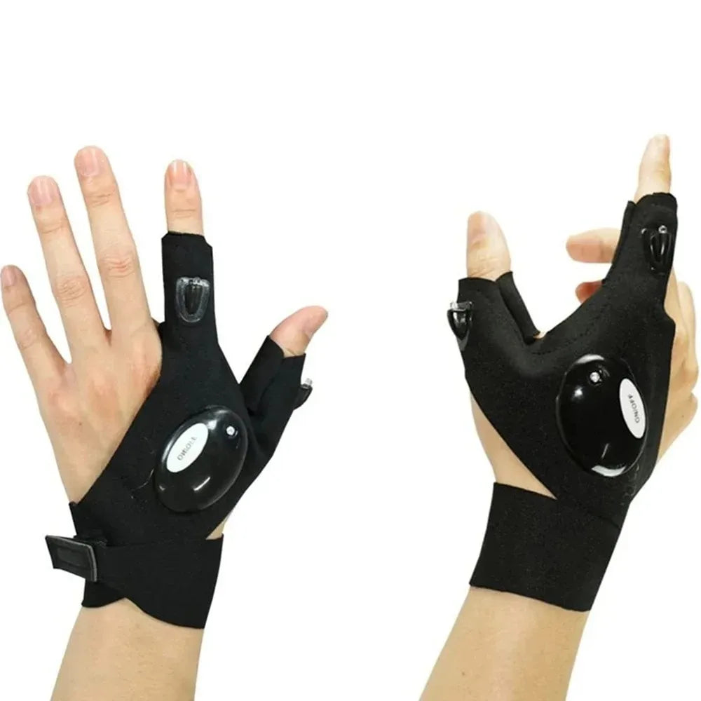Gants LED Lumineux Étanches — Cyclisme, Camping & Randonnée Sans Doigts