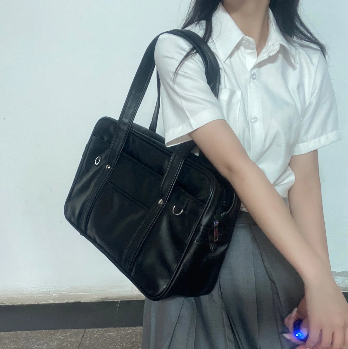 Cartable JK Japonais Fille PU — Sac Uniforme Messenger Étanche Épaule
