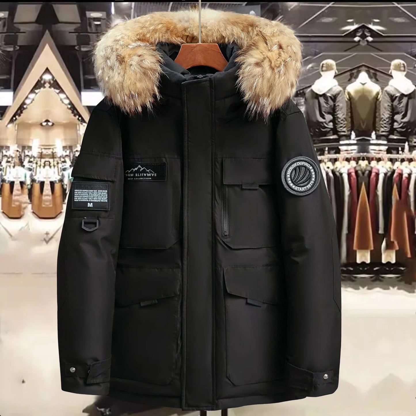 Doudoune homme hiver — col à capuche, blanc, canard, chaud, épais, longue, taille M-4XL