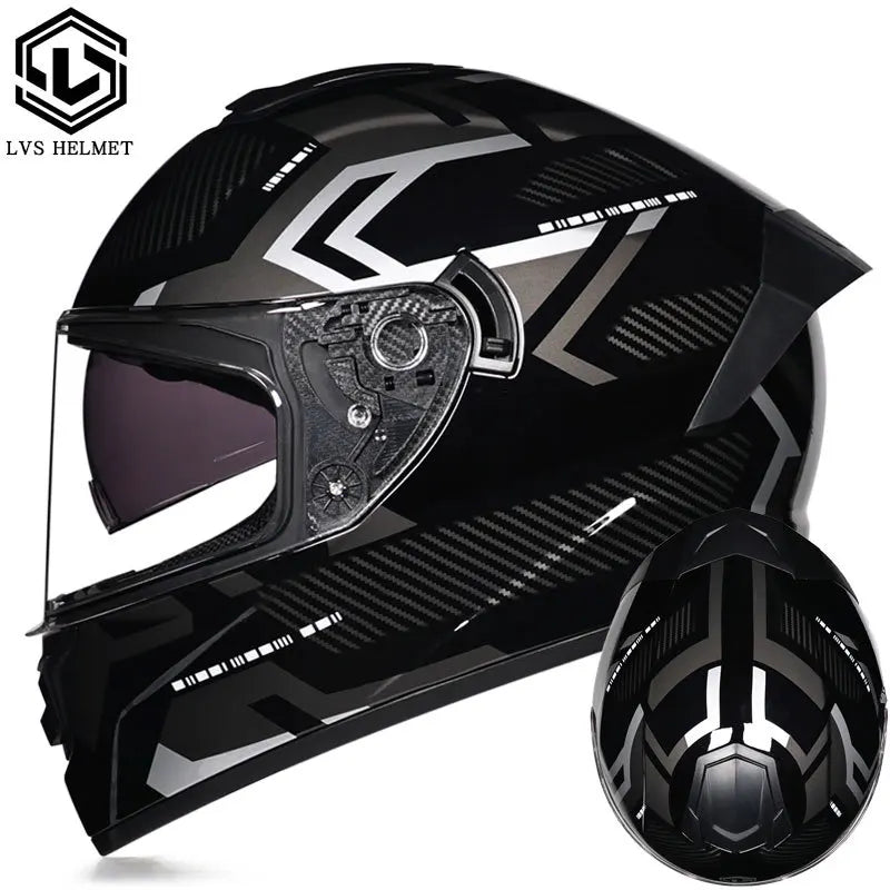 Casques moto pour hommes et femmes — double lentille, locomotive