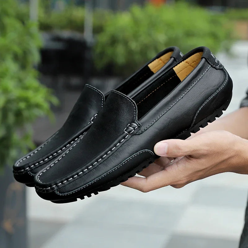 Mocassins Respirants en Cuir Véritable Homme — Confort Été