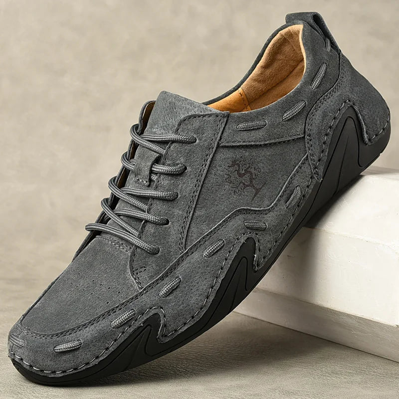 Men's Leather Casual Shoes, Handmade Sneakers, Breathable Loafers, Luxury Brand, Boat Shoes, Large Size 38-48