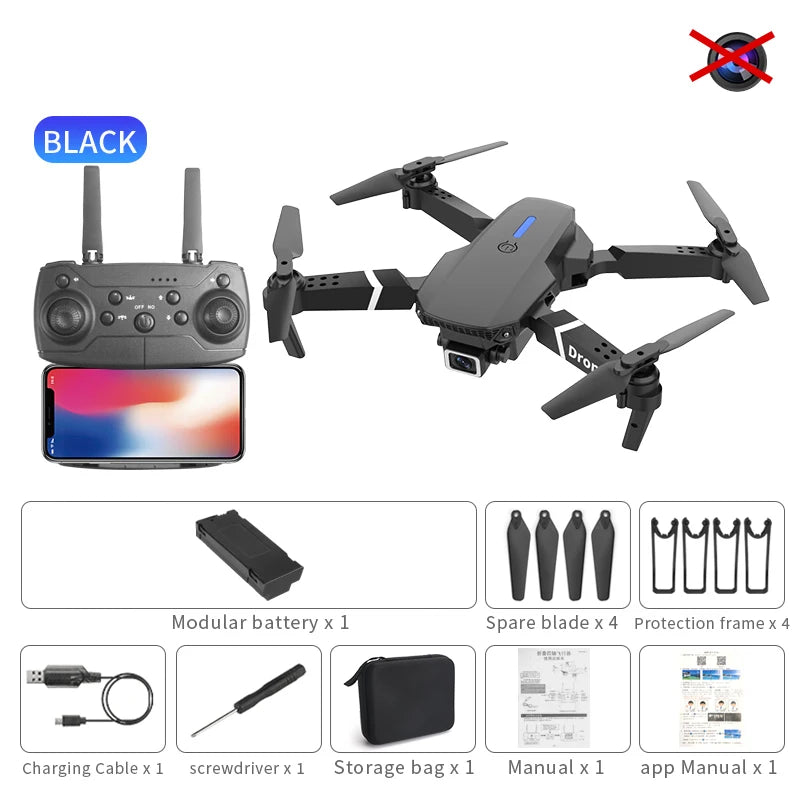 New E88 Pro 2026 Drone, 4K HD Dual Camera, FPV, 13 Minutes Flight Time, Long Range, Foldable RC Quadcopter, Mini E88 Pro Drone, Boys' Toy