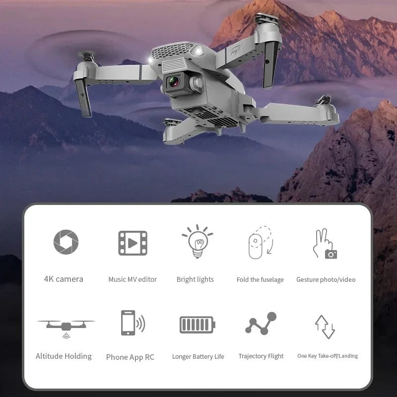 Nouveau Drone E88 Pro WiFi FPV-caméra HD grand Angle 4K/1080P quadrirotor pliable avec maintien d'altitude