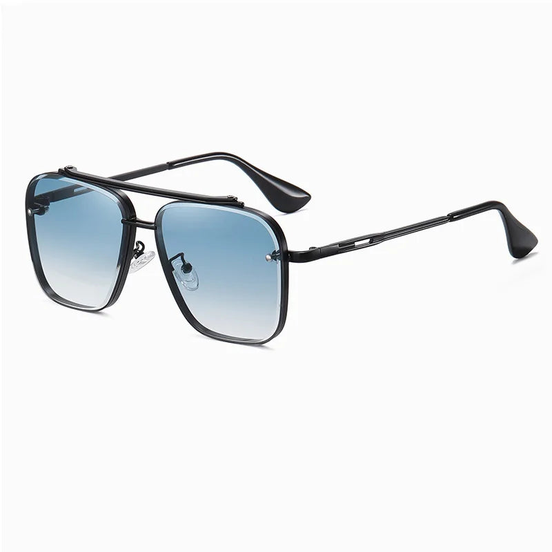 New Gradient Sunglasses for Men Fashion Metal Big Frame Sunglasses Luxury Brand Design Sunglasses for Men