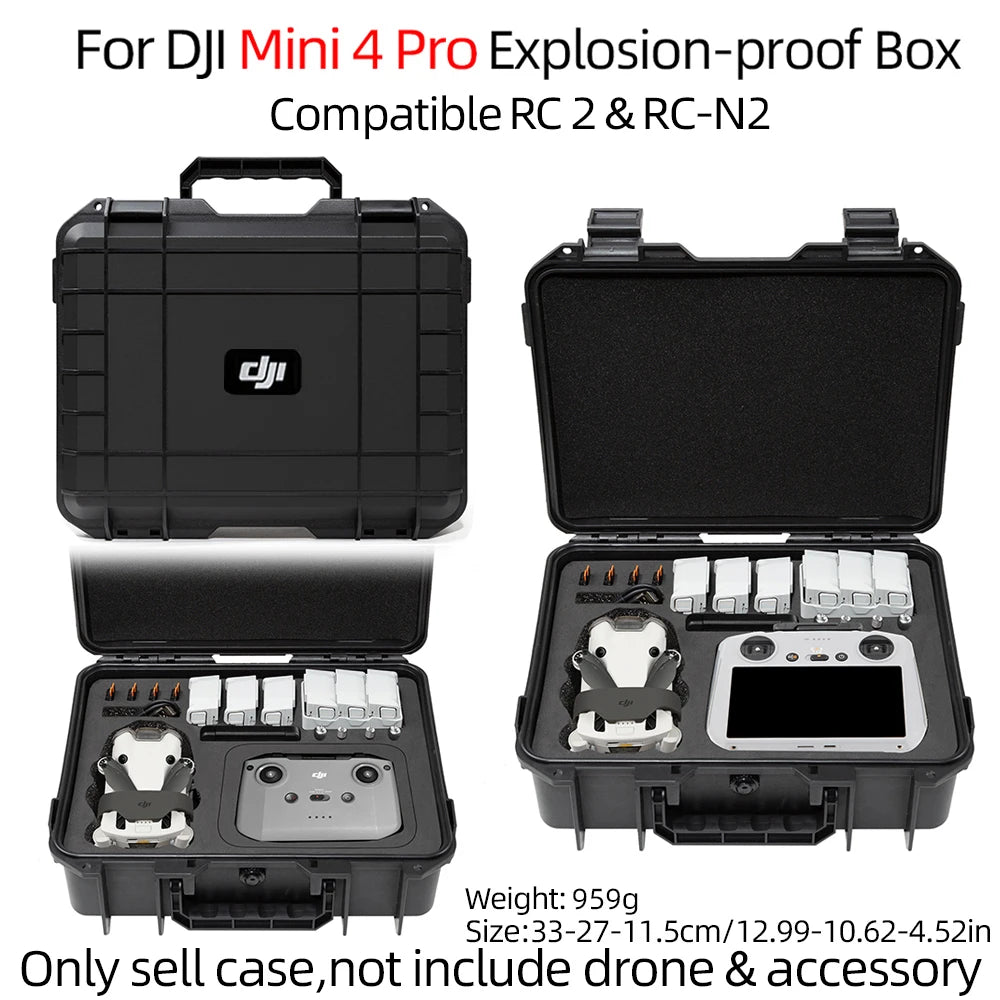 For DJI Mini 3/4Pro Case Mini 4 Pro Explosion-proof Case Mini 4 Pro Portable Bag Waterproof Hard Shell Large Capacity Case