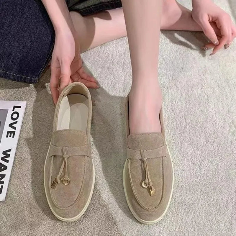 Zapatos de mujer 2025 nueva tendencia primavera otoño plataforma mocasines de ante casuales para mujer antideslizantes para caminar Chaussure Femme Scarpe Da Donna