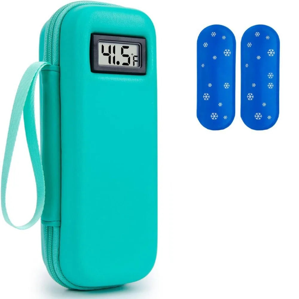 Estuche de viaje para enfriador de insulina, bolsa enfriadora impermeable con pantalla de termómetro, bolsa de almacenamiento de medicamentos para diabéticos