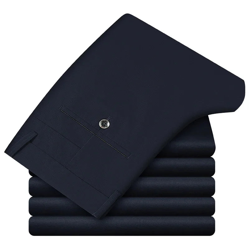 Pantalon décontracté 2024 en coton pour homme — classique, droit, ample, taille haute élastique