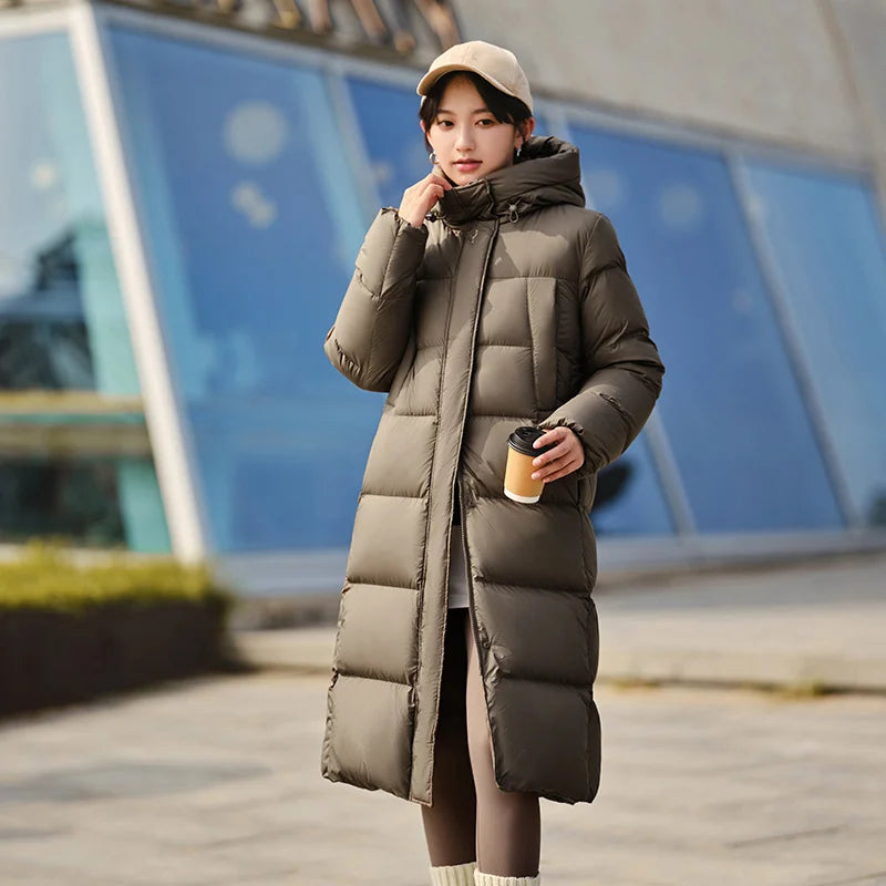 Abrigo largo impermeable de plumón para mujer Semir, nueva colección invierno 2025, abrigo holgado con capucha, abrigo de plumón sencillo para mujer