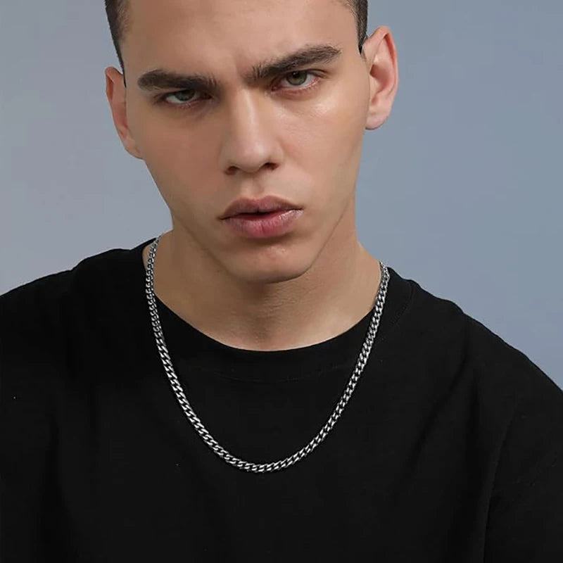 Collares de la presidencia de acero inoxidable para hombres y mujeres, cadena cubana punk, gargantilla JOChoker, moda hip hop, accesorios de joyería de fiesta, 3.5-7mm de ancho
