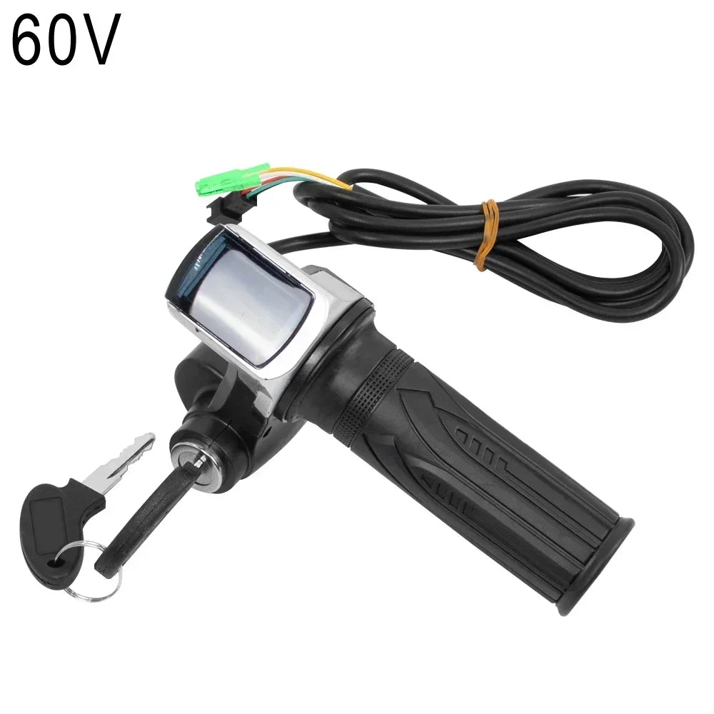 Poignée Accélérateur Vélo Électrique 36V/48V/60V — Serrure Indicateur LED Scooter