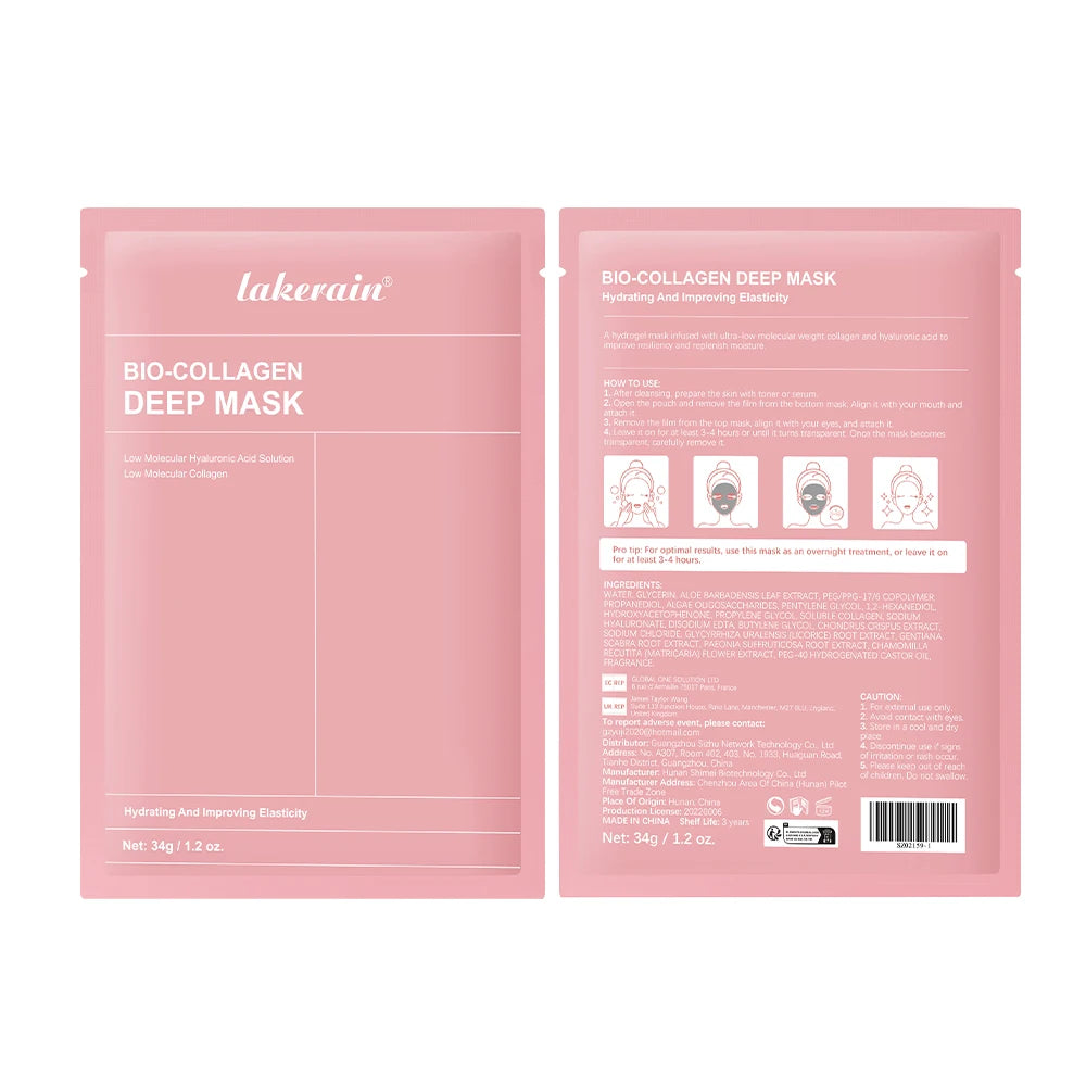 Bio-collagen True Deep Mask Collagen Supplement Hydrating Night Hydrogel Mask Improves Elasticity Minimizes Pores Firms Skin