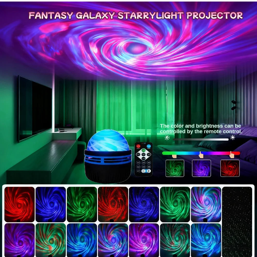 Smart Remote RGB Star Galaxy Projector - Automatic Rotating LED Aurora Lamp, USB Powered for Home Bedroom KTV Decoration