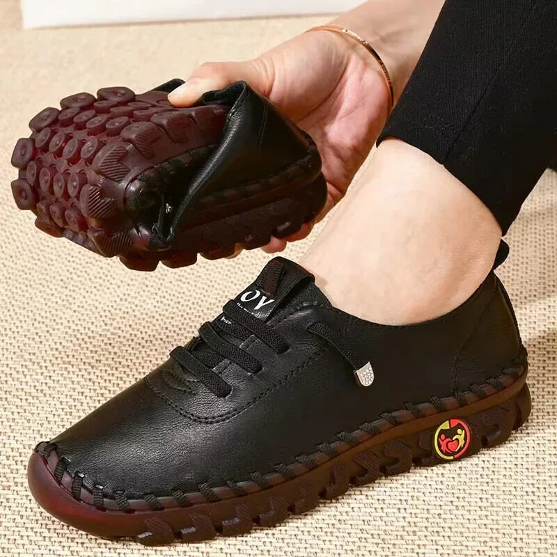 Zapatillas de mujer, zapatos de plataforma, mocasines con cordones de cuero plano, sin cordones, nuevos, primavera, casual, para mamá, calzado de mujer, zapatos de mujer
