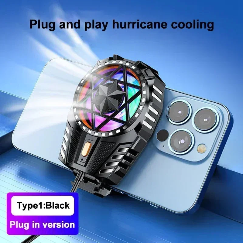 Refroidisseur Téléphone Clip Arrière — 3 Vitesses LED RGB iOS & Android