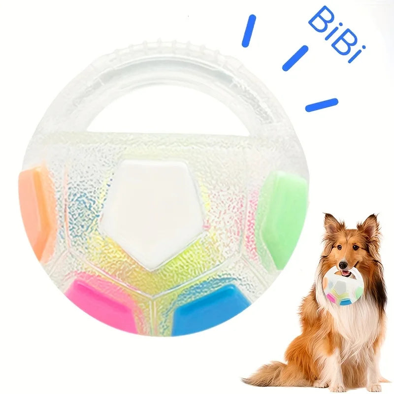 Jouet Chien Ballon de Football Vocal TPR — Poignée de Lancer, Interactif & Durable