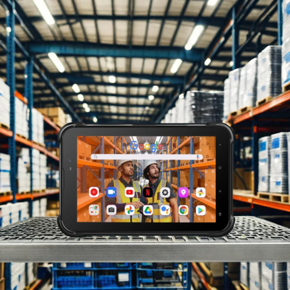 Tablette Android 12 robuste 8 pouces — 1000 nits, NFC, scanner codes-barres, 4G, grande batterie 8000mAh