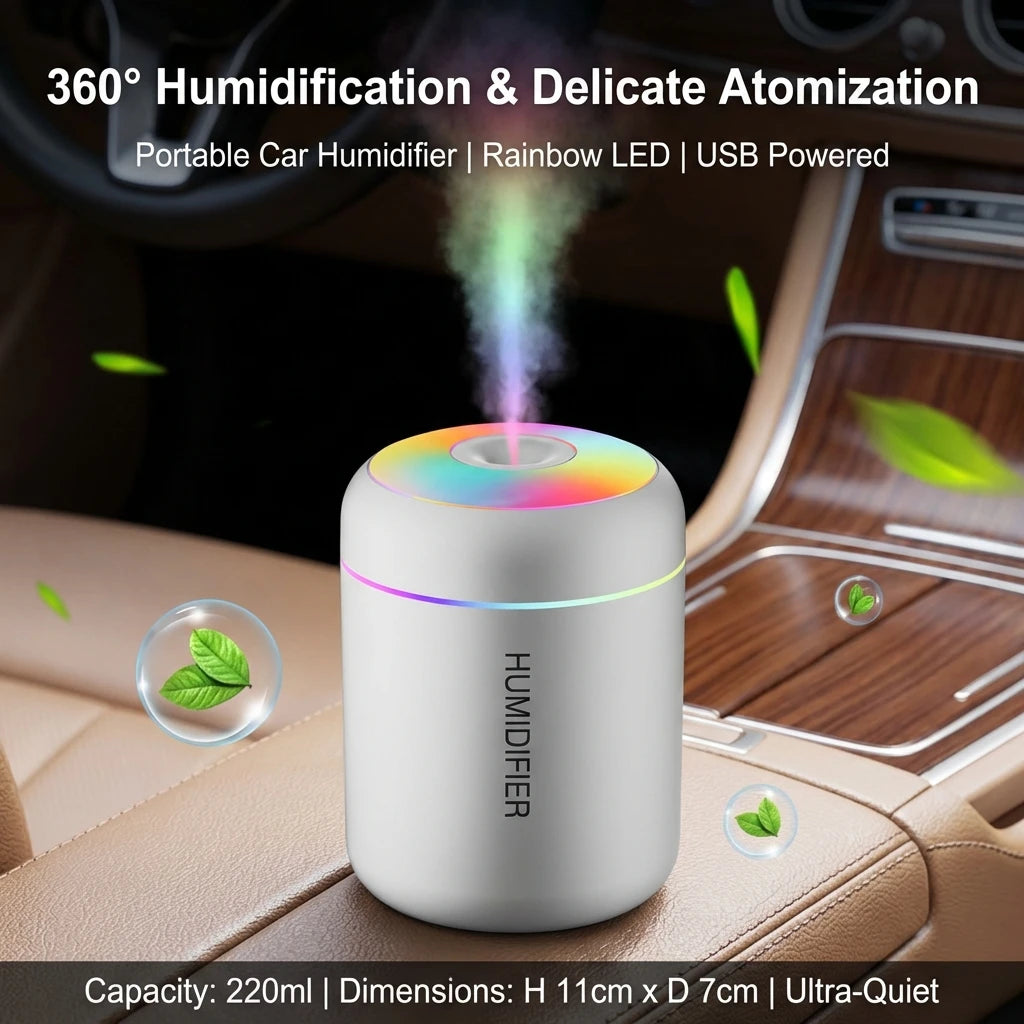 USB LED Air Humidifier, Desktop Cool Mist Sprayer, Aroma Diffuser, Essential Oil Purifier for Home Bedroom