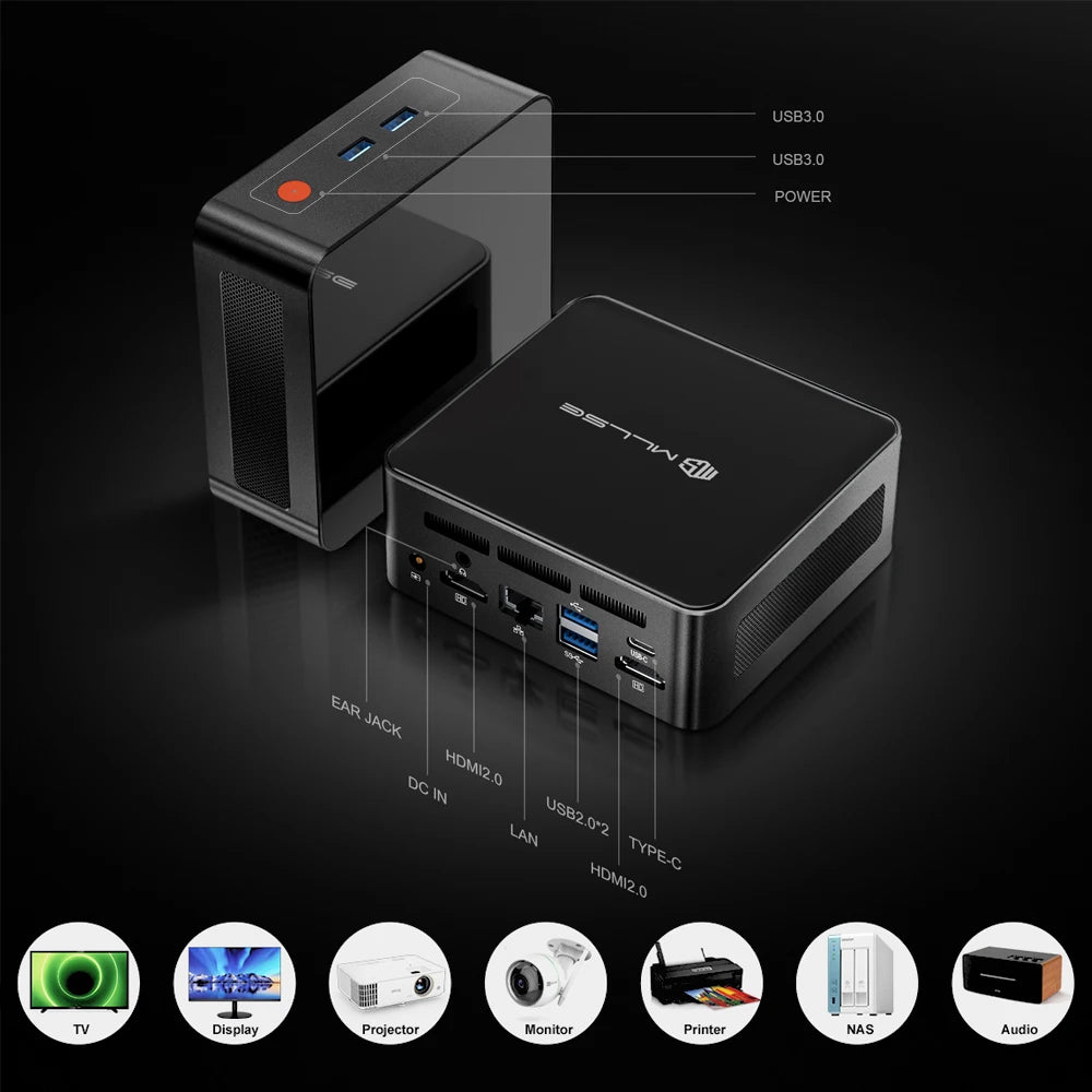 Mini PC MLLSE G1, AMD Ryzen5 5500U, DDR4 16 Go de RAM, SSD 512 Go, WiFi5, BT4.2, Windows 11 Pro, ordinateur de bureau miniature pour le jeu et le travail