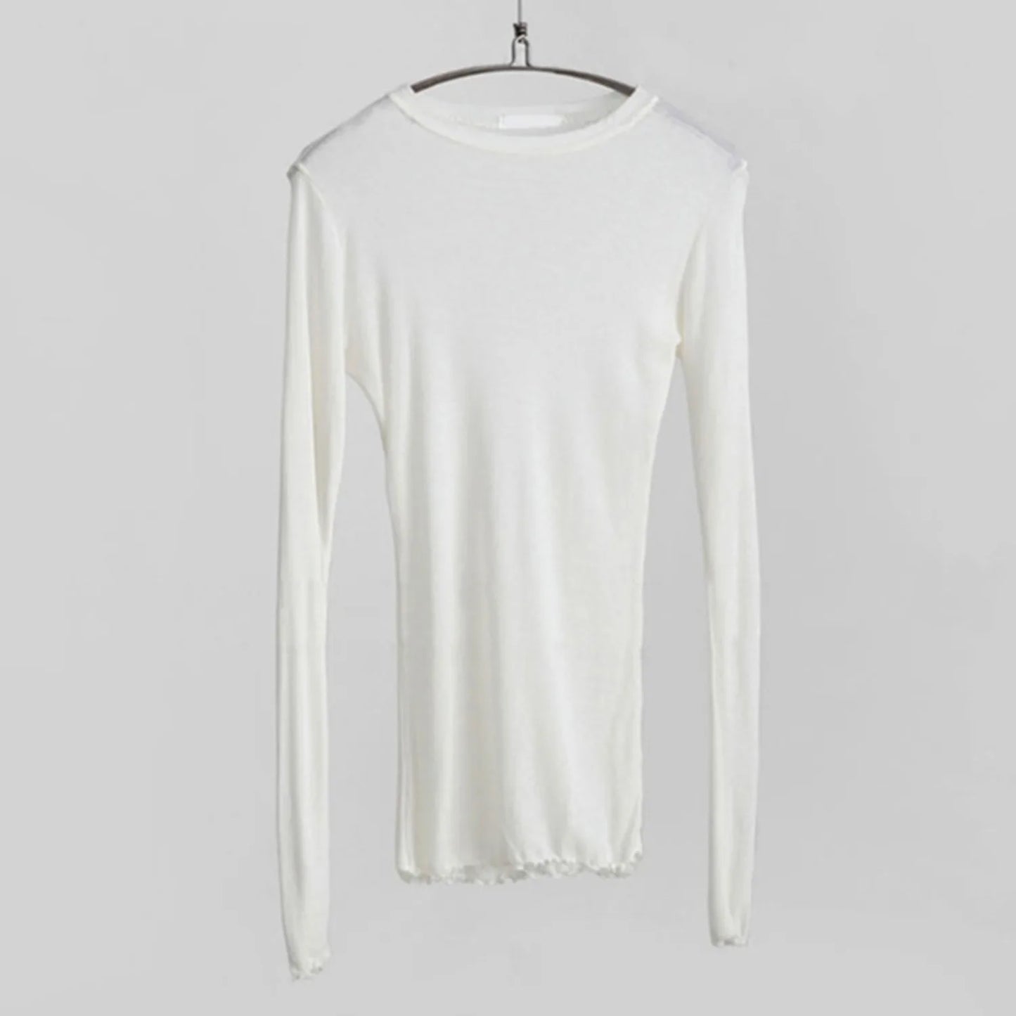 Women's Sexy Sheer T-Shirt, Solid Color, Stretchy, Basic, Long Sleeve, Casual Tops, Slim Fit, Everyday Wear, Party Wear