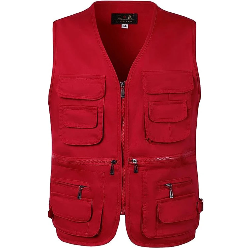 Gilet de randonnée en plein air pour hommes, multi-poches, respirant, pour la chasse et la pêche, veste de sport fine et Simple pour l'extérieur