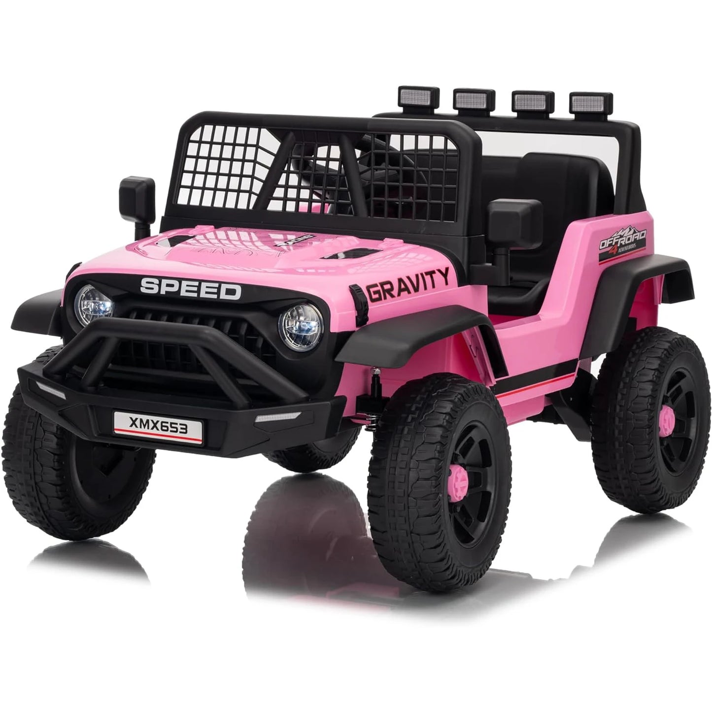 12V Kids Ride-On Truck with Remote Control, 3 Speeds, Emergency Brake, LED Lights, Music and Horn, Electric Car for Kids