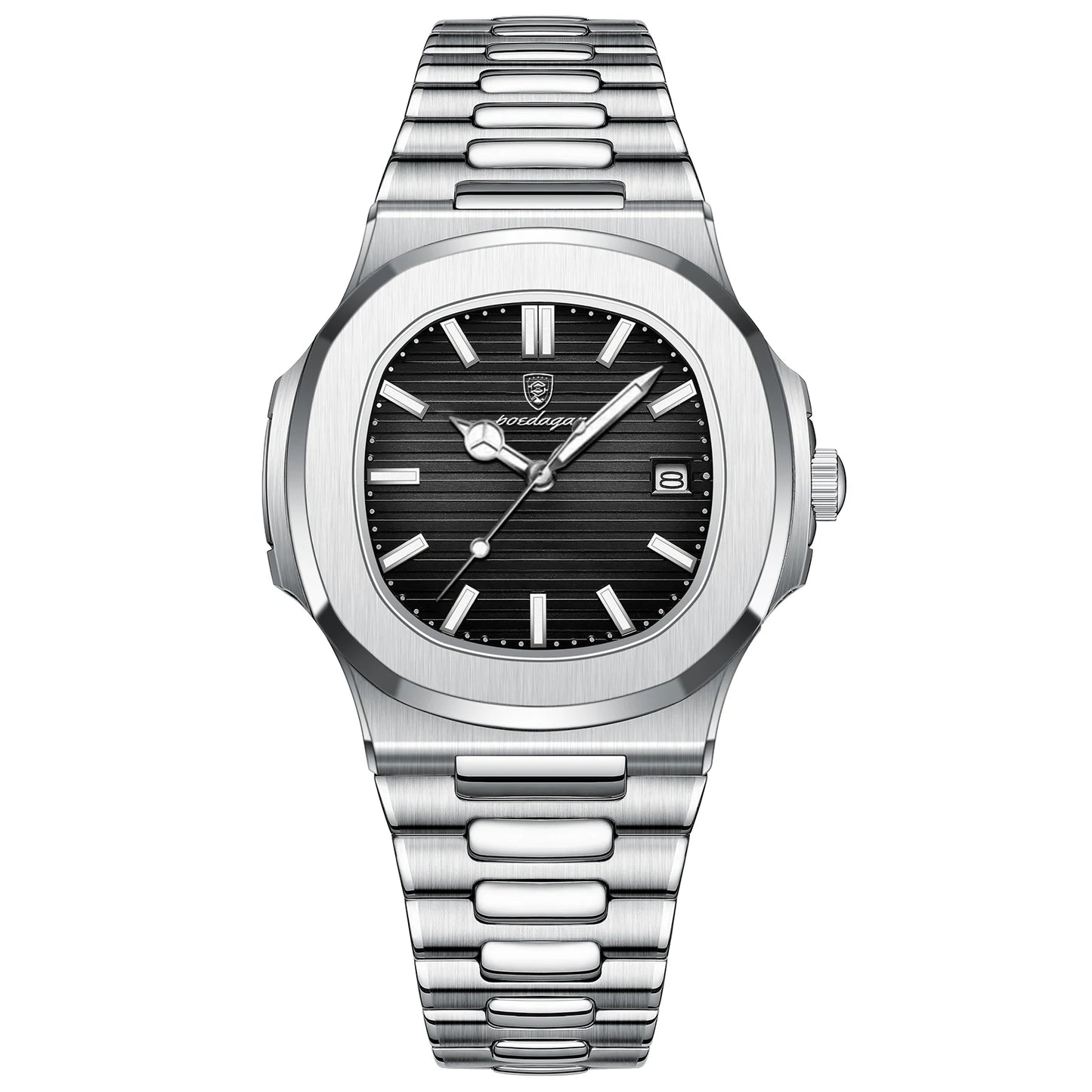 POEDAGAR Fashion Square Men's Luminous Waterproof Stainless Steel Wristwatch Men's Watch Date Quartz Business Men's Watches Reloj