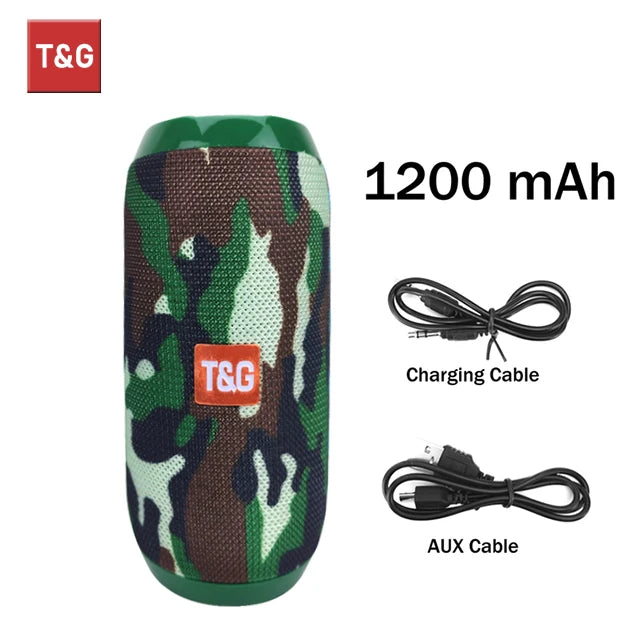 T&G TG117 Bluetooth Speaker, Portable TWS Sound Box, Waterproof Speaker, Outdoor Surround Stereo Speakers, Support FM Radio TF