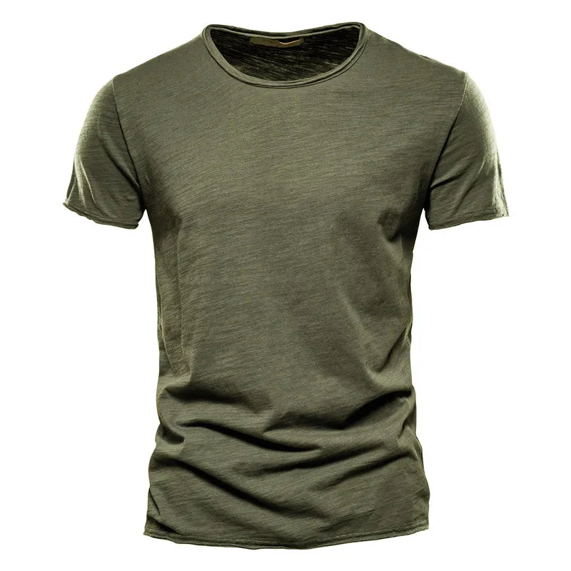 100% Cotton Men's Casual Soft Fitness Summer Slim T-shirts Men's Loungewear Round Neck Short Sleeve Solid T-shirt for Men