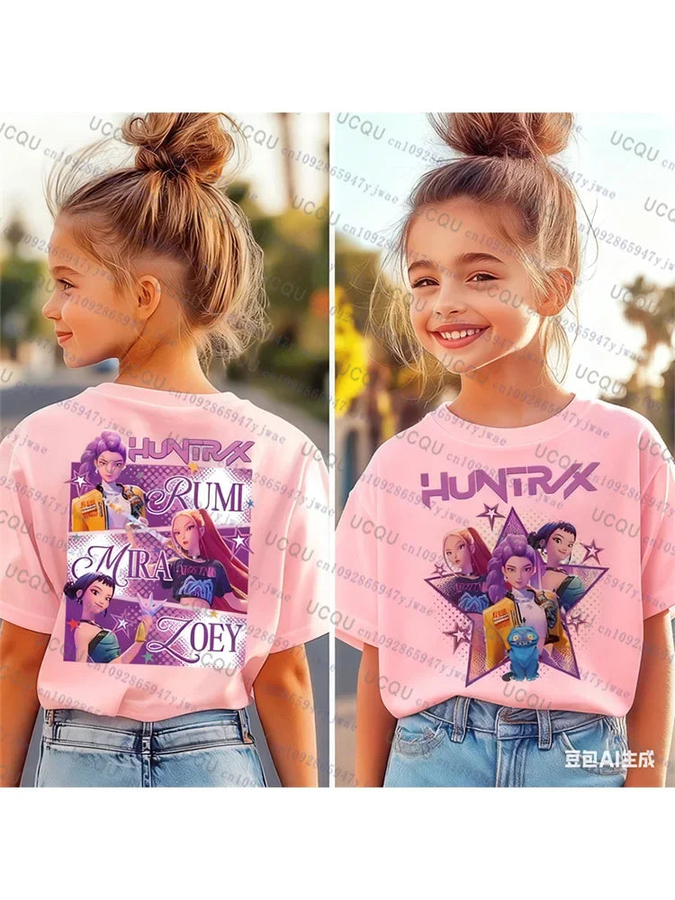 Camiseta Kpop Demon Hunters para padres e hijos, Halloween, Harajuku, moda casual, de algodón, ropa de Cosplay