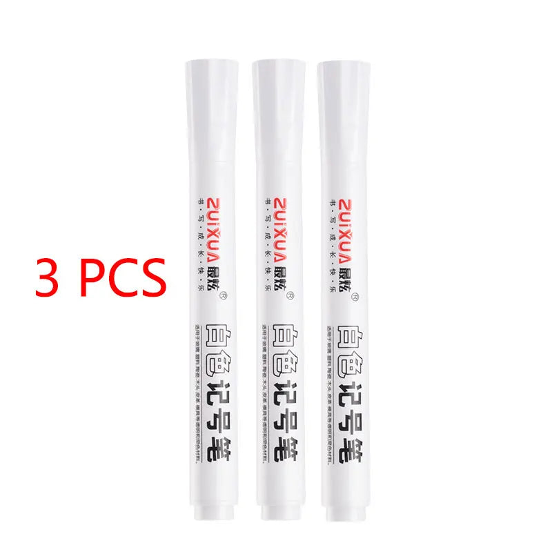 Stylos marqueurs blancs 2.0mm, 1/3/5 pièces, stylo Gel blanc étanche à l'huile, marqueurs de croquis Graffiti, papeterie fournitures scolaires