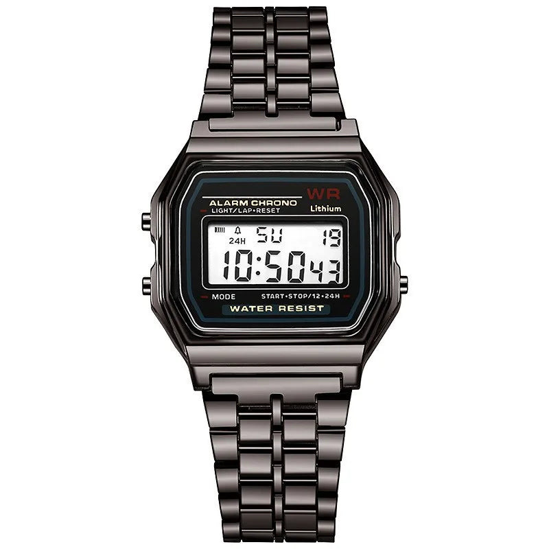 Montre Or Rose Numérique Rétro — Affichage Électronique Style Vintage