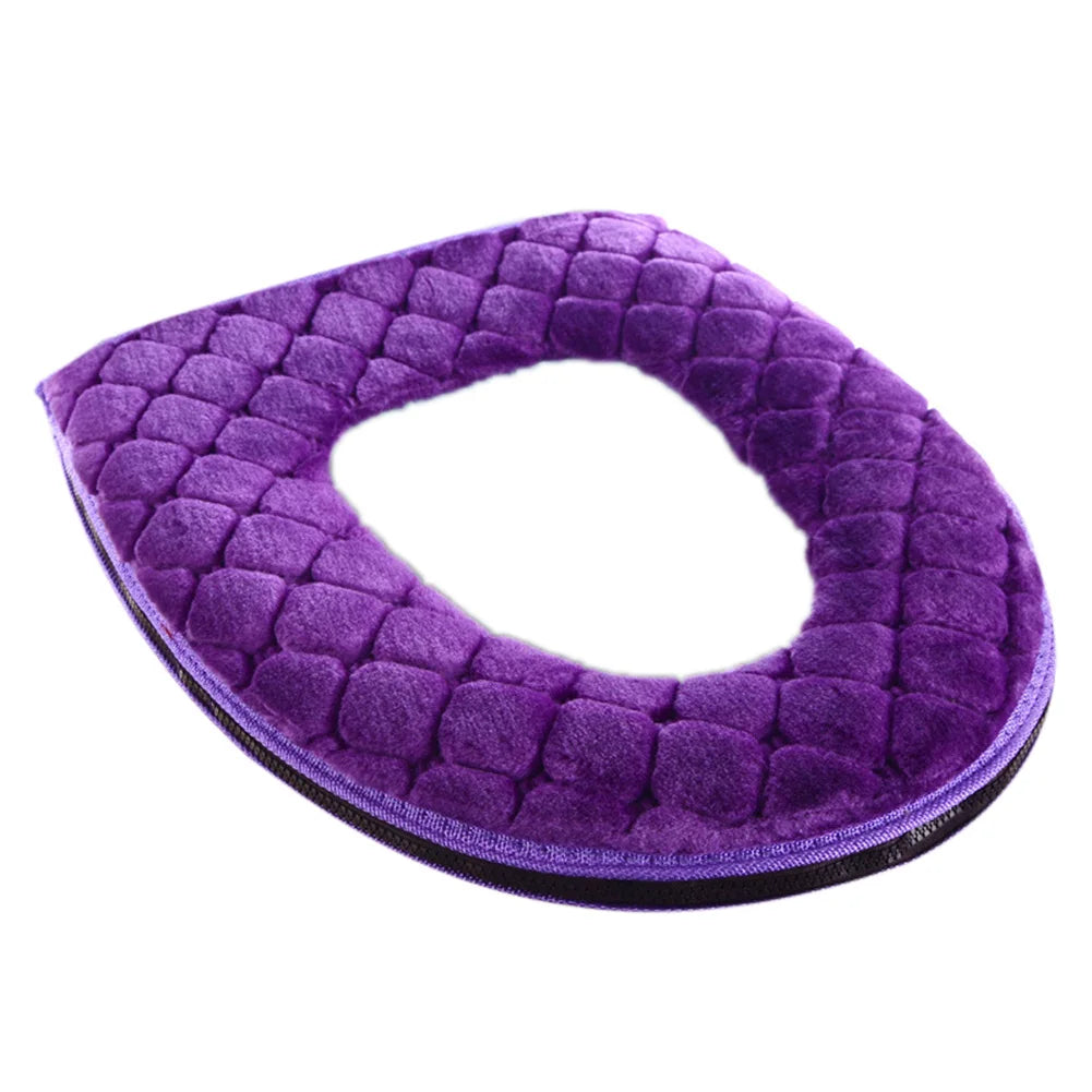 Bathroom toilet seat cover, soft warm plush winter cushion, washable O-shaped, household supplies 37cm × 44cm