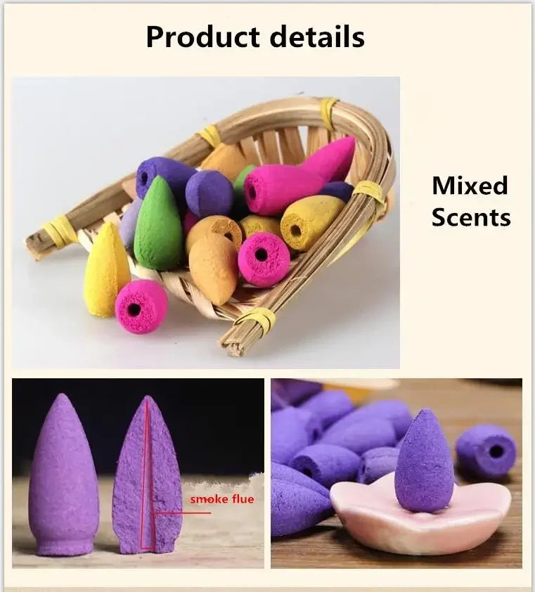 Mixed natural incense Rose jasmine lavender Osmanthus Sakura backflow cone smoke tower backflow incense incense ball