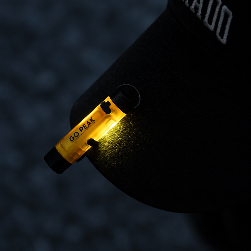 Mini-lampe fixée à une casquette