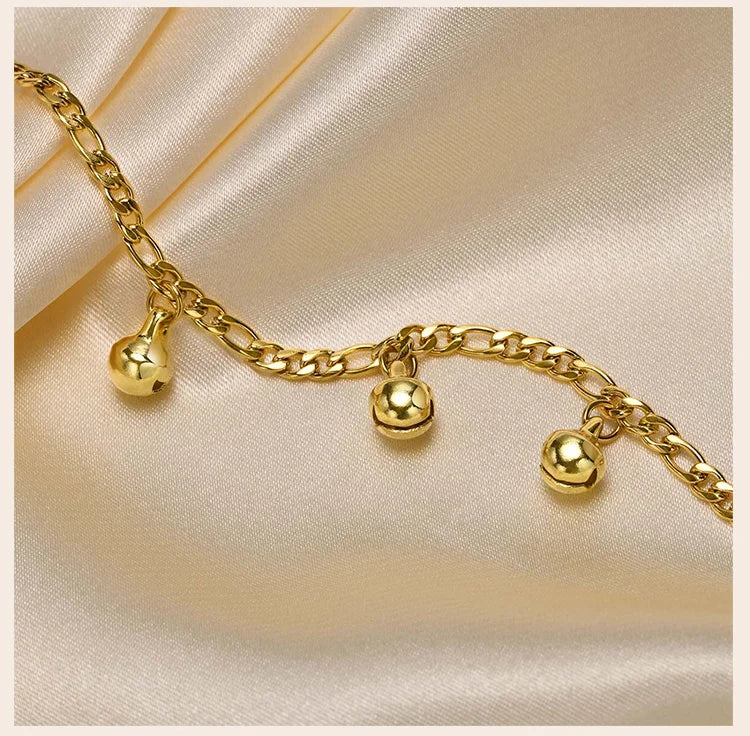 Bracelets de cheville à cloche réglables pour petit garçon et fille, chaîne de sécurité en acier inoxydable, bijoux de pied, hypoallergénique sans Nickel