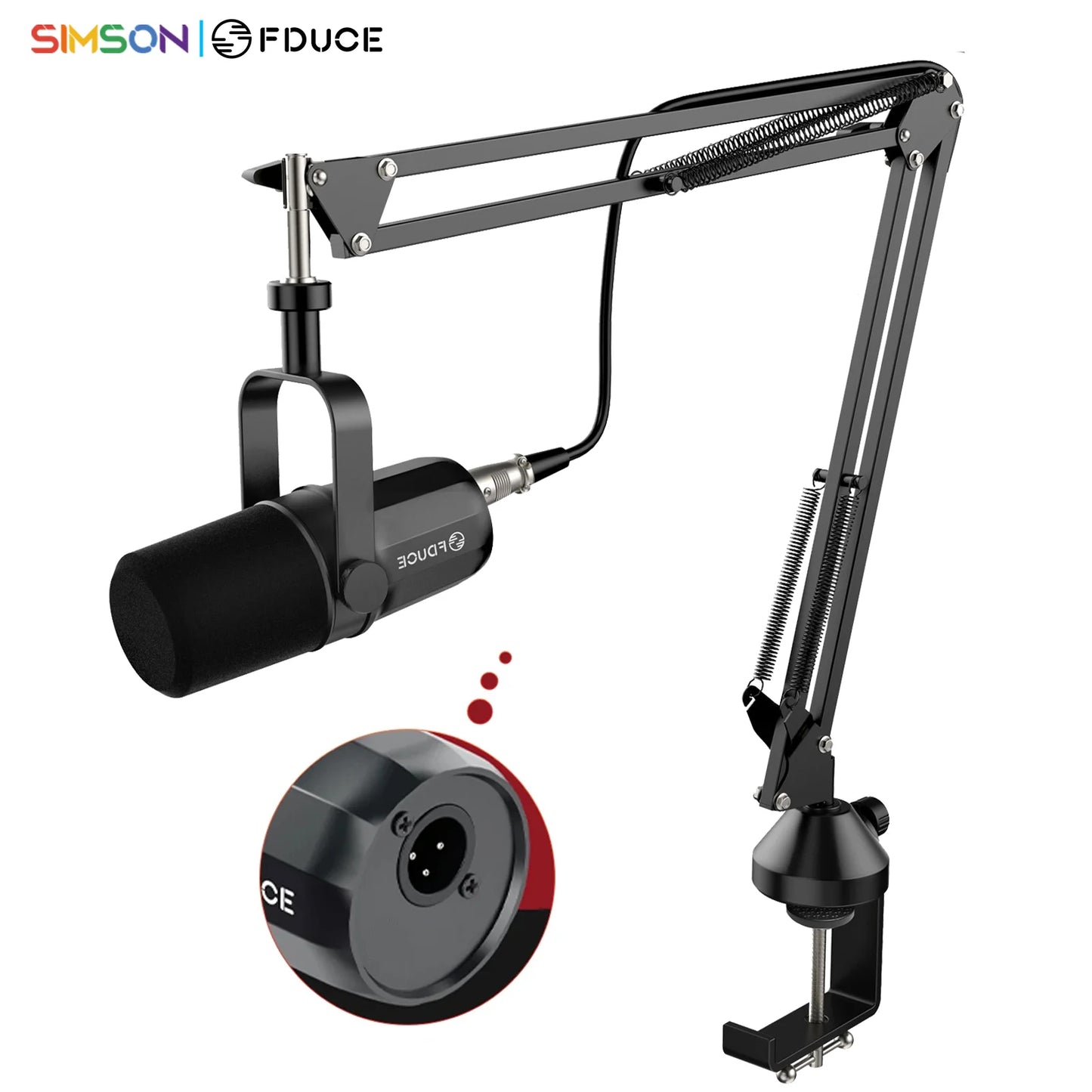 FDUCE SL40X – Microphone dynamique XLR avec bras, sortie casque et isolation phonique pour PC et PS4/5